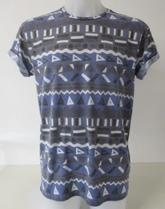Camiseta Topman, Manga Corta, Mezcla de Algodón, Patrón Azul Gris, Mediana, 38" Pecho - Imagen 1 de 8