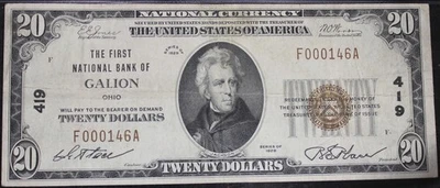 1929 VF30 Fr. 1802-1 National Note 20$ , PCGS, F000146A - Image 1 of 4