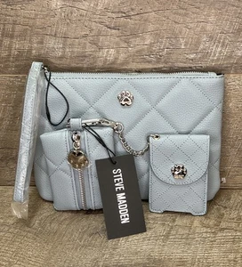 Steve Madden 3 Piece Matching Pet Set Blue Wristlet Wallet Dog Bag Case - NEW - Picture 1 of 16