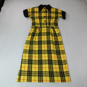 Abito vintage cottage core donna medio giallo quadri camicia vestito anni 60 modesto - Foto 1 di 14