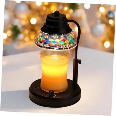 Lámpara Calentador de Velas Eléctrico con Pantalla Diamante Colorido, Manchado de Negro Foto 1 de 4