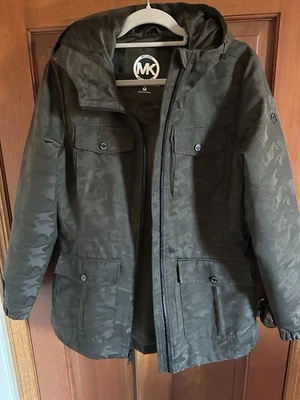 Michael Kors M Olive Camo Women's Lined 4Pocket Cinch Waist Full Zip EUC Jacket - Image 1 of 4