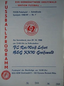 Program Trophy 1988/89 BSG KKW Greifswald - RW Erfurt - Picture 1 of 1
