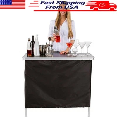 Mesa de Bar Portátil con Estuche de Transporte Falda Negra 40" Alto 65lbs Capacidad Nueva Foto 1 de 4