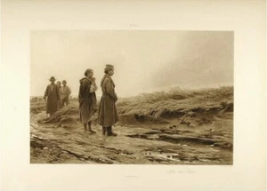 Vintage 1894 Photogravure "Polish Peasants After the Storm" INTRIGUING! - Picture 1 of 2