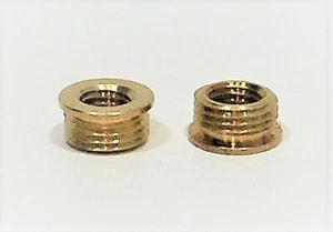 (2) Solid Brass Reducers for Lamp Shade Finials (3/8" OD X 1/4-27 Hole) - Picture 1 of 5