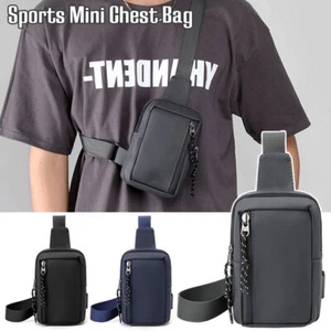 Men's Mini Sling Bag Chest Bag Cross Body Travel Sport Shoulder Backpack Nylon - Picture 1 of 21