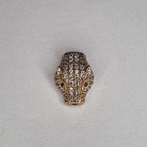 14CT ROSE GOLD CZ CUBIC ZIRCONIA SET LEOPARD HEAD JAGUAR PANTHER PENDANT CHARM - Picture 1 of 24