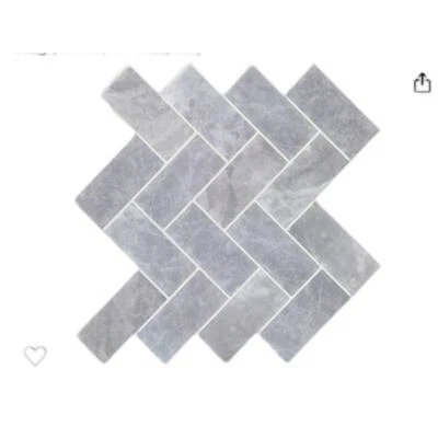 PACK de 2 baldosas peladas y pegadas salpicaduras, azulejo gris mármol espiga 12" x 12" Foto 1 de 2