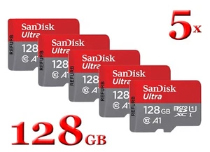 LOT 5x SanDisk microSD Ultra 128Go UHS-I microSDXC 128Go Mémoire Classe 10 A1 - Photo 1 sur 11