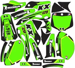 Graphics for 1999-2002 Kawasaki KX KX 125 KX125 Decal fender shrouds Green - Bild 1 von 1