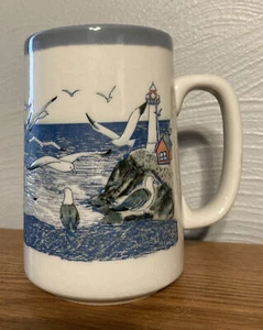 Vintage Otagiri Lighthouse Ocean Seagulls Nautical Coffee Tea Mug Cup 12 0z - Picture 1 of 6