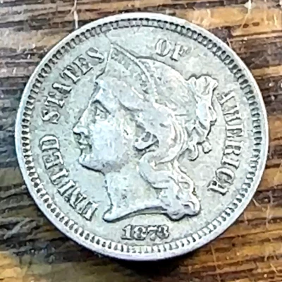 1873 Open 3 Cent Nickel Nice Super Original XF CHRC - Image 1 of 2