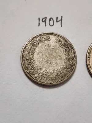 Monedas de plata de 25 centavos de Holanda de 1904, 1939 y 1941. 3 monedas Foto 1 de 4