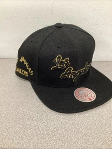 Los Angeles Lakers Mitchell & Ness Black Gold Adjustable Snapback Hat Cap New - Picture 1 of 5