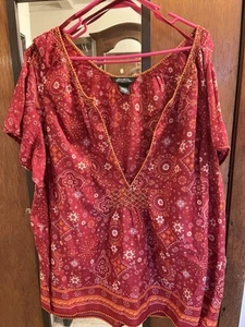 Eddie Bauer 3x Top rot orange Bandana gesmokt Boho leichtes Shirt Bauer - Bild 1 von 6