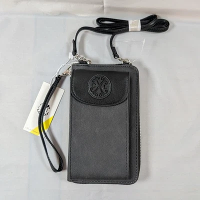 Cartera de teléfono CXL by Christian Lacroix Phia bandolera negra de mezclilla nueva con etiquetas Foto 1 de 4