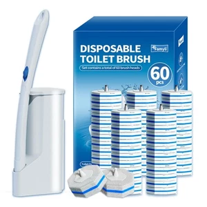 Einweg Toilettenbürstengarnitur mit 60 Ersatzköpfen, Toilettenreinigung Ersatz... - Bild 1 von 9