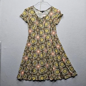 Sami & Jo Petite Women Small Multi Color Short Sleeve Lace-Up Floral Mini Dress - Picture 1 of 9