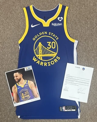 Camiseta deportiva de baloncesto de la NBA Stephen Curry GS Warriors 2024 usada en el juego #30 fotografiada Foto 1 de 4