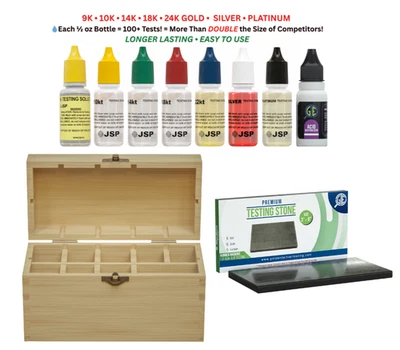 Gold Silver Platinum Test Kit w/ Box 9K 10K 12K 14k 18K 22K 24K 999 925 Sterling - Image 1 of 4