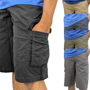 Mens Cargo Shorts 100% Cotton Relaxed Fit Combat Multi Pocket Summer Workwear - Picture 1 of 40