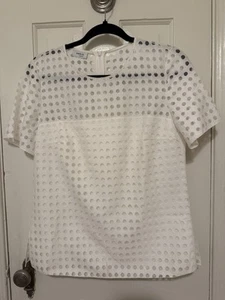 Akris Punto White Cut Out Mesh Silk Shirt Size 6 - Picture 1 of 11