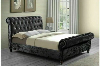 Sleigh Bed Frame Upholstered Double - King - Super King Winged - Scroll - Image 1 of 4
