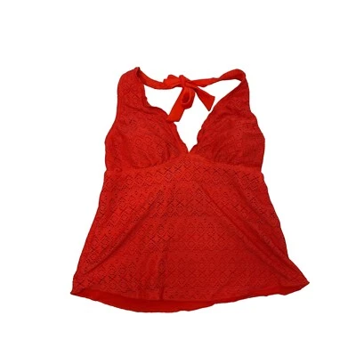 Traje de baño Jaclyn Smith para mujer talla 10 rojo top halter ojales playa natación Foto 1 de 3