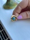 Vintage Yellow Gold Blue Topaz Ring, Unique, Rare And One Off