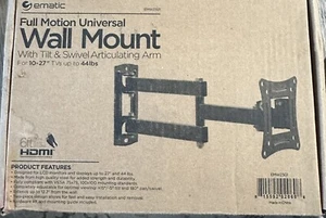 Ematic MW2301 TV Wall Mount with HDMI Cables for 10 in-27 in TV - Black - Picture 1 of 1