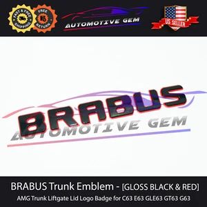 BRABUS Logo Tailgate GLOSS BLACK RED Emblem Rear Trunk Luggage Lid Badge AMG - Picture 1 of 2