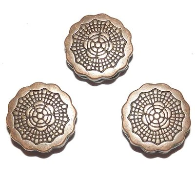 Cuentas espaciadoras de metal redondas texturizadas borde festoneado 20 mm cobre envejecido MB398 10 piezas Foto 1 de 2