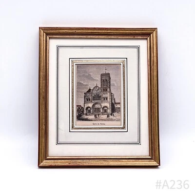 Original Kupferstich handkoloriert signiert A. Kohl Église de Vézelay | gerahmt - Bild 1 von 4