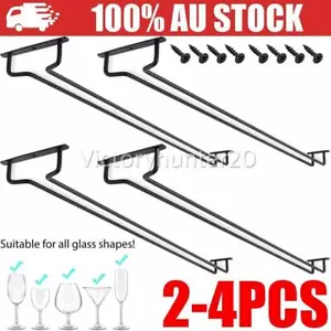 2/4PCS Wine Glass Holder Wall Hanger Hanging Bar Storage Drying Rack Organizer - Picture 1 of 9