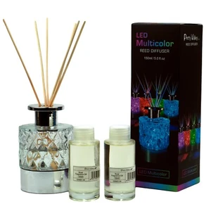 LED beleuchteter Klarschliff Glas Schilf Duft Diffusor Rose 110ml PV8700L - Bild 1 von 5