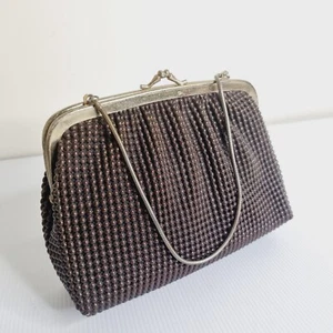 Gold Crest Vintage 60's/70's Brown Beaded Clutch Handbag Australian Made - Picture 1 of 12