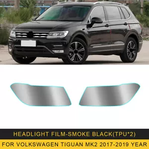 LH+RH Smoke TPU Headlight Protective Precut Film Sticker For VW Tiguan MK2 17-23 - Picture 1 of 13