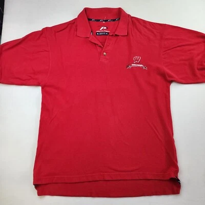 Pro Player Shirt Polo Men XL Red Golf Sport UW Wisconsin Badger Cotton Stretch - Image 1 of 4
