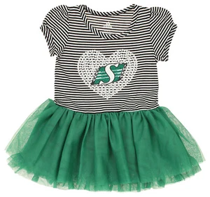 Adidas Saskatchewan Roughriders CFL Girls Kids Sequin Tutu Dress, Green/Black - Picture 1 of 4