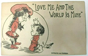Love Me And The World Is Mine Vintage Comic 1910 Postcard Posted La Grange IN - Picture 1 of 3