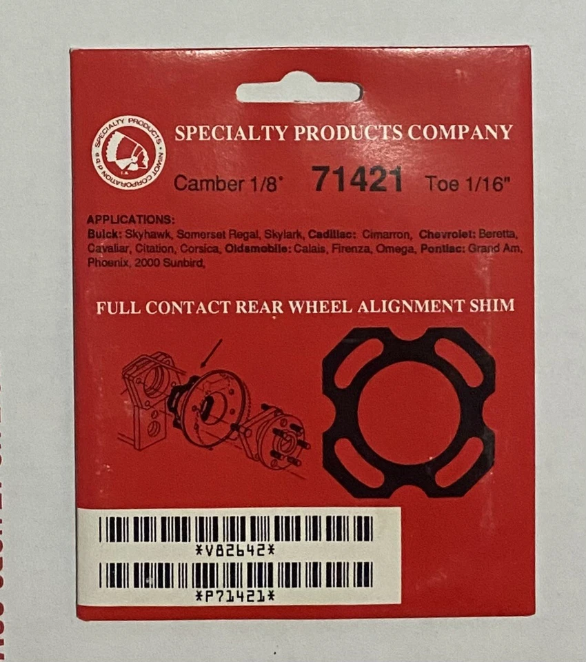 Specialty Products Rear Camber/Toe Shim 71821 Chevy Buick Cadillac Olds Pontiac - Изображение 1 из 1