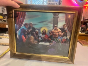 lentografo quadro 3d Gesù ultima cena incorniciato Victor Anderson vintage 1024 - Foto 1 di 5