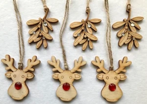 Juego de decoraciones para árboles de Navidad 3x renos de madera o 3x bolas de muérdago 6x5 cm - Imagen 1 de 16