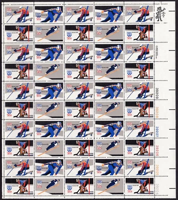 Scott #1798b (1795-1798) 15¢ Winter Olympics Full Sheet of 50 Stamps - MNH LR - Image 1 of 2