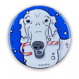 White Borzoi Dog in the Snow Magnet Handmade Holiday Hound Decor Gift 3.5" - Picture 1 of 4