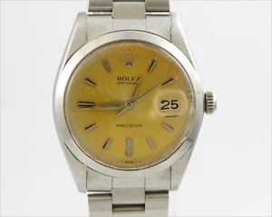 Vintage c 1966 ROLEX Oysterdate Precision 6694 Stainless Steel Watch - Tropical  - Picture 1 of 7