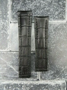24mm Leather Strap Black Deployment Watch Band for BREITLING NAVITIMER BK B - Picture 1 of 6