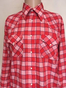 Camisa Western Vintage Años 70 Designers Choice Perla A Presión Roja A Cuadros Manga Larga L - Imagen 1 de 12
