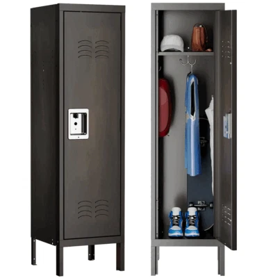 Armario de almacenamiento con armario de metal, gabinete vintage con cerradura de 55 pulgadas para empleados de gimnasio Foto 1 de 4